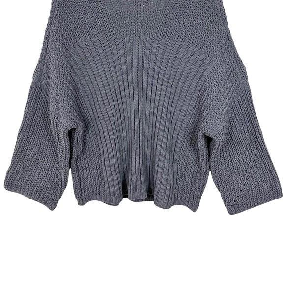 Umgee Oversized Chenille Loose Knit Wide Neckline V-neck Sweater - Picture 13 of 16